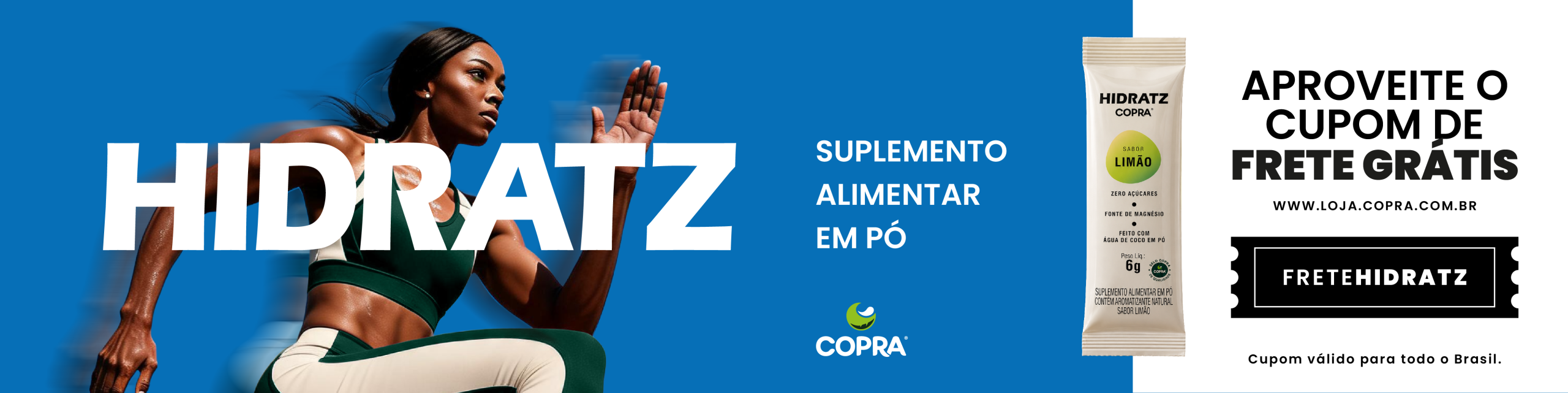 Hidratz, suplemento alimentar em pó da Copra. Aproveite o cupom de frete grátis FRETEHIDRATZ
